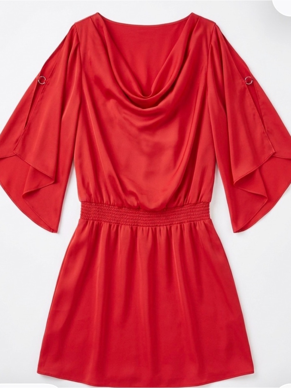 White House Black Market Red Draped Cowl Neck Tunic. Size m